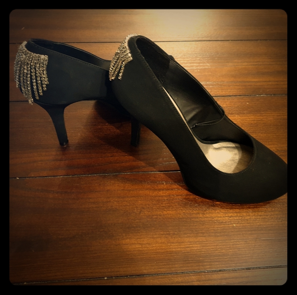 Andiamo black shoes silver embellished pumps